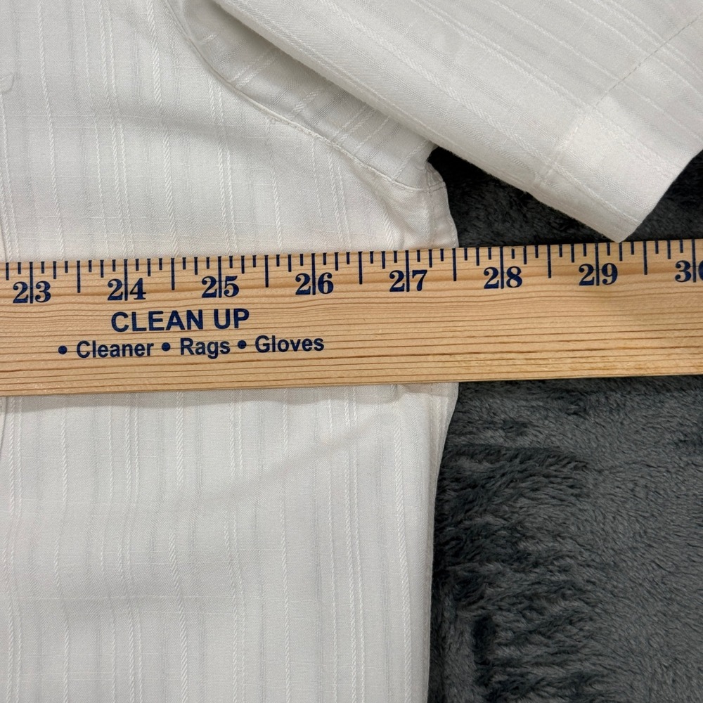 Island Shores Button Up Shirt Mens XXL‎ White Textured Stripe Short Sleeve - Picture 5 of 10